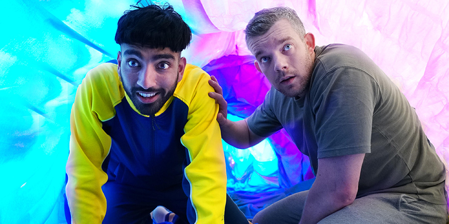 Juice. Image shows from L to R: Jamma (Mawaan Rizwan), Guy (Russell Tovey). Juice. Image shows from L to R: Jamma (Mawaan Rizwan), Guy (Russell Tovey).