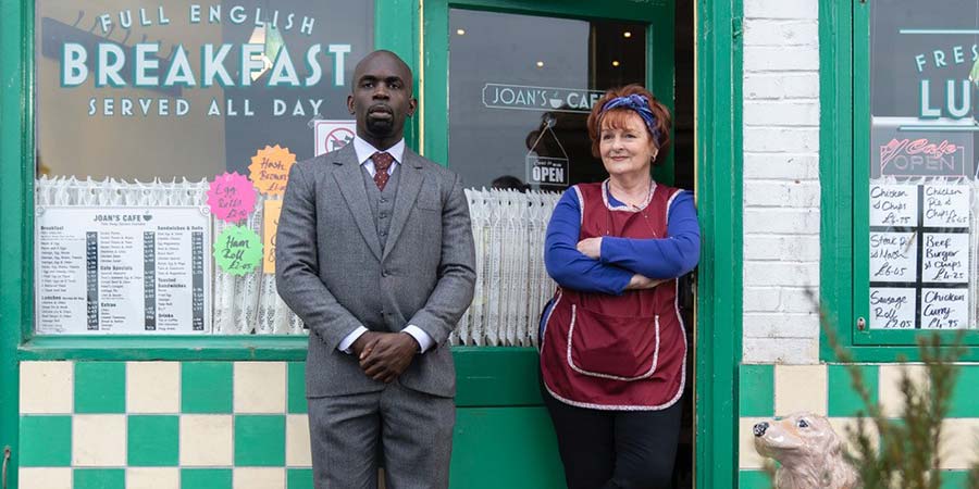 Kate & Koji. Image shows from L to R: Koji (Jimmy Akingbola), Kate (Brenda Blethyn). Copyright: Hat Trick Productions. Kate & Koji. Image shows from L to R: Koji (Jimmy Akingbola), Kate (Brenda Blethyn). Copyright: Hat Trick Productions.