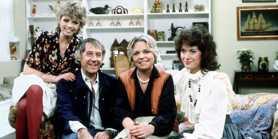 Keep It In The Family. Image shows from L to R: Susan Rush (Stacy Dorning), Dudley Rush (Robert Gillespie), Muriel Rush (Pauline Yates), Jacqui Rush (Sabina Franklyn). Copyright: Thames Television. Keep It In The Family. Image shows from L to R: Susan Rush (Stacy Dorning), Dudley Rush (Robert Gillespie), Muriel Rush (Pauline Yates), Jacqui Rush (Sabina Franklyn). Copyright: Thames Television.