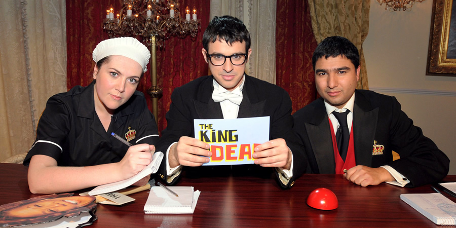 The King Is Dead. Image shows from L to R: Katy Wix, Simon Bird, Nick Mohammed. Copyright: TalkbackThames. The King Is Dead. Image shows from L to R: Katy Wix, Simon Bird, Nick Mohammed. Copyright: TalkbackThames.