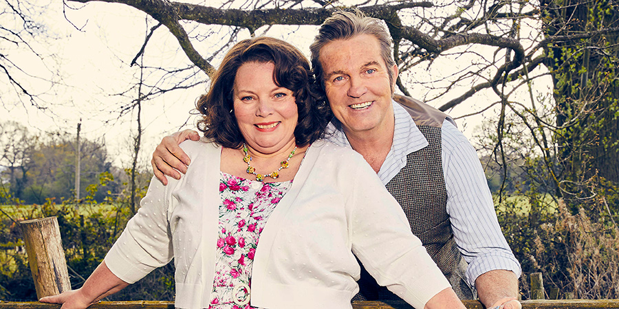 The Larkins. Image shows from L to R: Ma Larkin (Joanna Scanlan), Pop Larkin (Bradley Walsh). The Larkins. Image shows from L to R: Ma Larkin (Joanna Scanlan), Pop Larkin (Bradley Walsh).