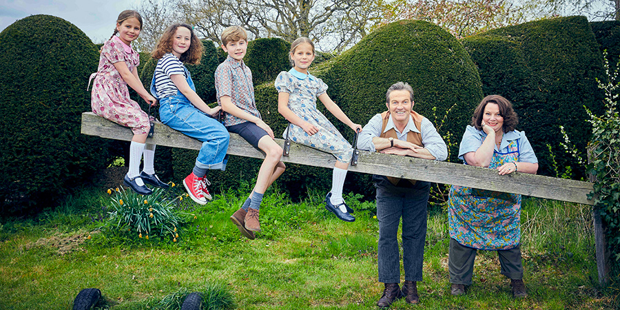 The Larkins. Image shows from L to R: Petunia Larkin (Rosie Coleman), Victoria Larkin (Lola Shepelev), Montgomery Larkin (Liam Middleton), Zinnia Larkin (Davina Coleman), Pop Larkin (Bradley Walsh), Ma Larkin (Joanna Scanlan). The Larkins. Image shows from L to R: Petunia Larkin (Rosie Coleman), Victoria Larkin (Lola Shepelev), Montgomery Larkin (Liam Middleton), Zinnia Larkin (Davina Coleman), Pop Larkin (Bradley Walsh), Ma Larkin (Joanna Scanlan).