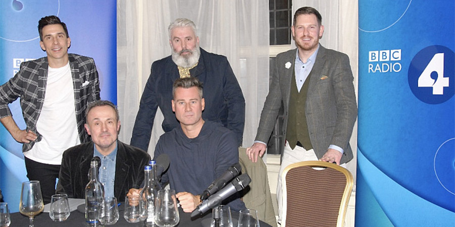 The Likely Dads. Image shows from L to R: Russell Kane, Jonathan Kydd, Mick Ferry, Tim Vincent, Sean Hegarty. Copyright: Made In Manchester Productions. The Likely Dads. Image shows from L to R: Russell Kane, Jonathan Kydd, Mick Ferry, Tim Vincent, Sean Hegarty. Copyright: Made In Manchester Productions.