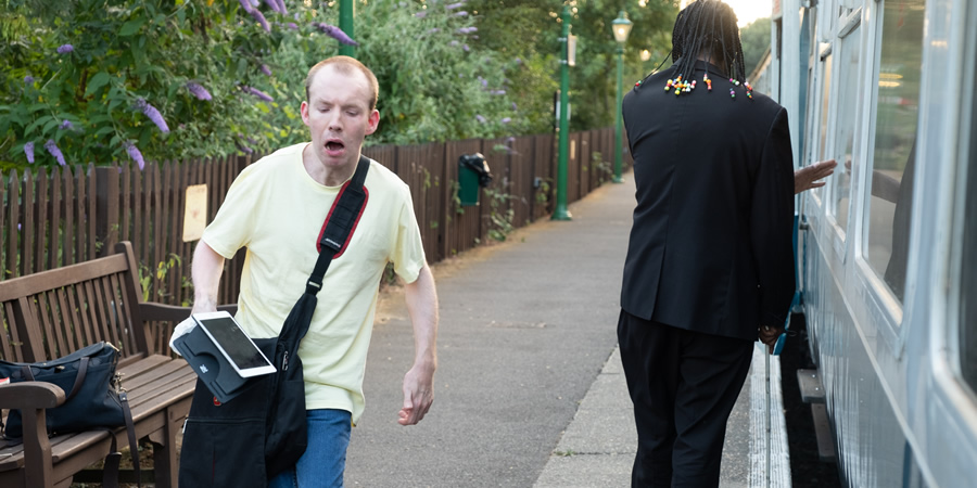 Lost Voice Guy's Comedy Short. Mark (Lee Ridley). Copyright: Open Mike Productions. Lost Voice Guy's Comedy Short. Mark (Lee Ridley). Copyright: Open Mike Productions.