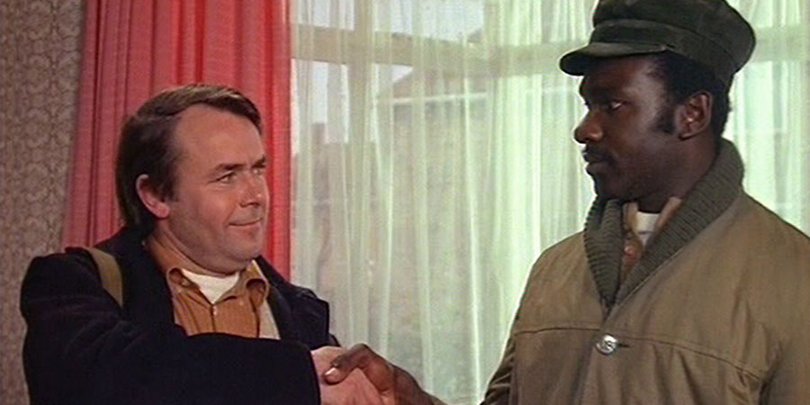 Love Thy Neighbour. Image shows from L to R: Eddie Booth (Jack Smethurst), Bill Reynolds (Rudolph Walker). Copyright: Hammer Film Productions. Love Thy Neighbour. Image shows from L to R: Eddie Booth (Jack Smethurst), Bill Reynolds (Rudolph Walker). Copyright: Hammer Film Productions.