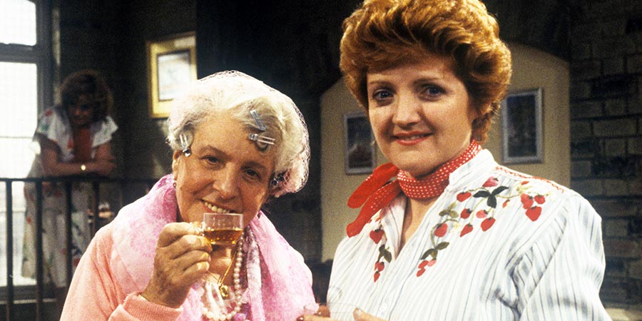 Maggie And Her. Image shows from L to R: Mrs. Perry (Irene Handl), Maggie (Julia McKenzie). Copyright: London Weekend Television. Maggie And Her. Image shows from L to R: Mrs. Perry (Irene Handl), Maggie (Julia McKenzie). Copyright: London Weekend Television.