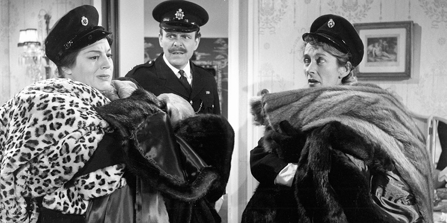 Make Mine Mink. Image shows from L to R: Nanette Parry (Hattie Jacques), Major Rayne (Terry-Thomas), Elizabeth 'Pinkie' Pinkerton (Elspeth Duxbury). Make Mine Mink. Image shows from L to R: Nanette Parry (Hattie Jacques), Major Rayne (Terry-Thomas), Elizabeth 'Pinkie' Pinkerton (Elspeth Duxbury).