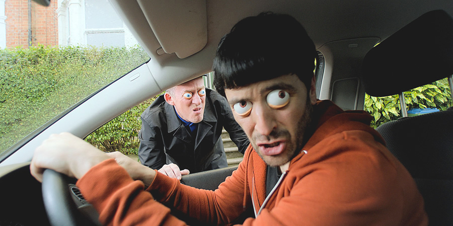 The Mind Of Herbert Clunkerdunk. Image shows from L to R: Jonny Wallop (Dominic Coleman), Herbert Clunkerdunk (Spencer Jones). Copyright: Tiger Aspect Productions. The Mind Of Herbert Clunkerdunk. Image shows from L to R: Jonny Wallop (Dominic Coleman), Herbert Clunkerdunk (Spencer Jones). Copyright: Tiger Aspect Productions.