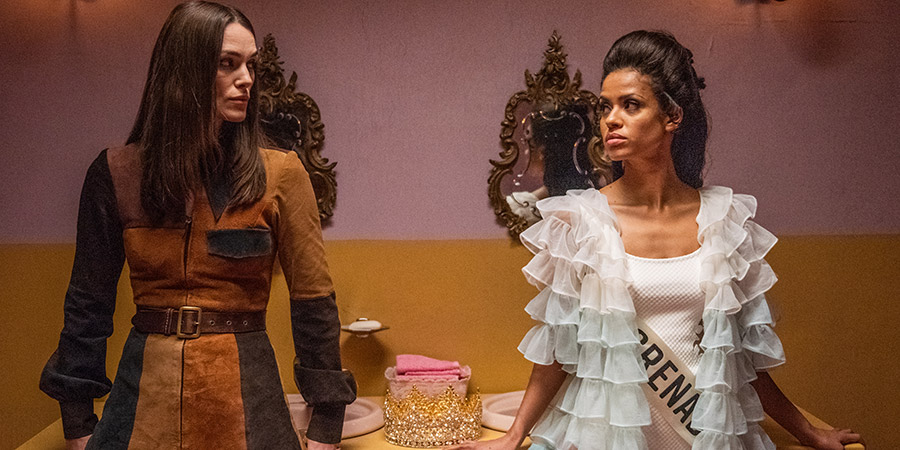Misbehaviour. Image shows from L to R: Keira Knightley, Gugu Mbatha-Raw. Copyright: Left Bank Pictures. Misbehaviour. Image shows from L to R: Keira Knightley, Gugu Mbatha-Raw. Copyright: Left Bank Pictures.