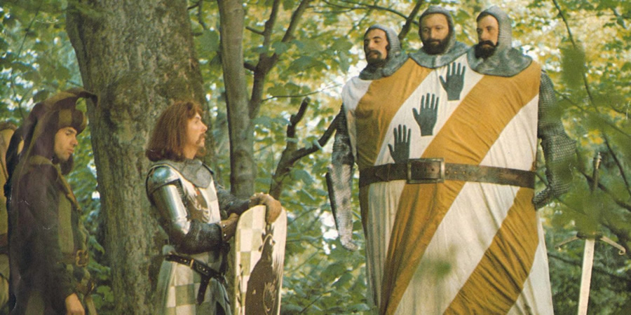 Monty Python And The Holy Grail. Image shows from L to R: Neil Innes, Eric Idle, Terry Jones, Graham Chapman, Michael Palin. Copyright: Hand Made Films. Monty Python And The Holy Grail. Image shows from L to R: Neil Innes, Eric Idle, Terry Jones, Graham Chapman, Michael Palin. Copyright: Hand Made Films.