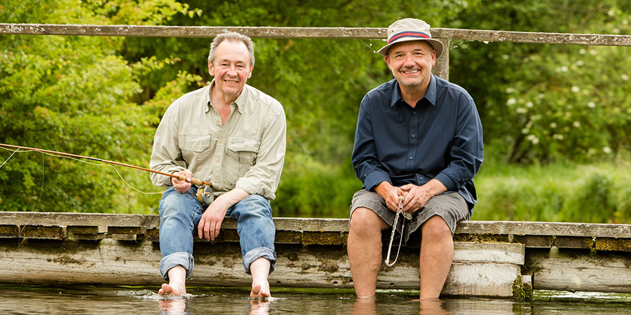Mortimer & Whitehouse: Gone Fishing. Image shows from L to R: Paul Whitehouse, Bob Mortimer. Copyright: Owl Power. Mortimer & Whitehouse: Gone Fishing. Image shows from L to R: Paul Whitehouse, Bob Mortimer. Copyright: Owl Power.