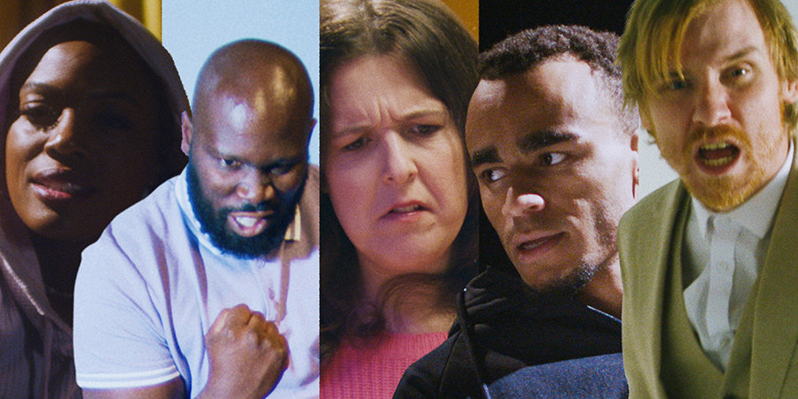 Mother F**king Pep Talk. Image shows from L to R: Thanyia Moore, Kevin Garry, Rosie Jones, Munya Chawawa, Bobby Mair. Copyright: Comedy Central. Mother F**king Pep Talk. Image shows from L to R: Thanyia Moore, Kevin Garry, Rosie Jones, Munya Chawawa, Bobby Mair. Copyright: Comedy Central.