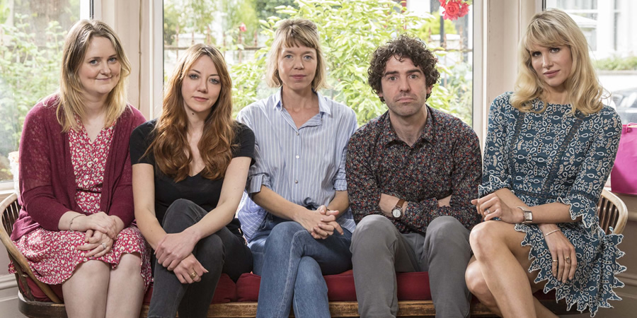 Motherland. Image shows from L to R: Anne (Philippa Dunne), Liz (Diane Morgan), Julia (Anna Maxwell Martin), Kevin (Paul Ready), Amanda (Lucy Punch). Motherland. Image shows from L to R: Anne (Philippa Dunne), Liz (Diane Morgan), Julia (Anna Maxwell Martin), Kevin (Paul Ready), Amanda (Lucy Punch).