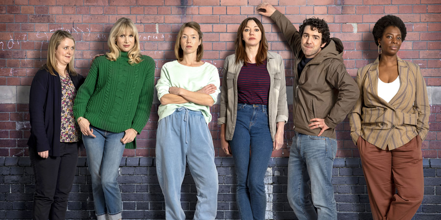 Motherland. Image shows from L to R: Anne (Philippa Dunne), Amanda (Lucy Punch), Julia (Anna Maxwell Martin), Liz (Diane Morgan), Kevin (Paul Ready), Meg (Tanya Moodie). Motherland. Image shows from L to R: Anne (Philippa Dunne), Amanda (Lucy Punch), Julia (Anna Maxwell Martin), Liz (Diane Morgan), Kevin (Paul Ready), Meg (Tanya Moodie).