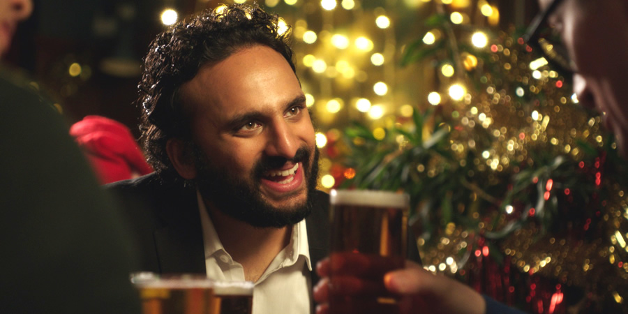 Nish Kumar's Christmas. Nish (Nish Kumar). Copyright: Phil McIntyre Entertainment / Rumpus Media. Nish Kumar's Christmas. Nish (Nish Kumar). Copyright: Phil McIntyre Entertainment / Rumpus Media.