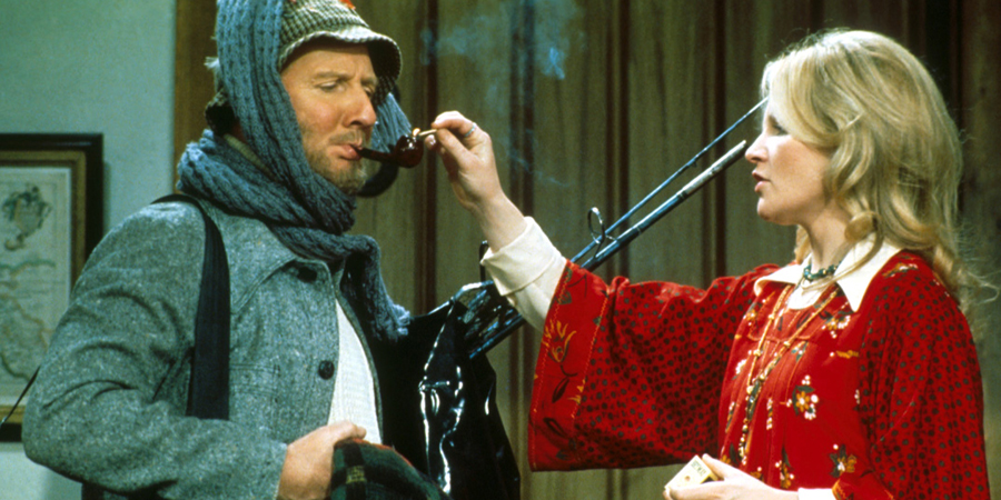 Not Now, Comrade. Image shows from L to R: Commander Rimmington (Leslie Phillips), Nancy Rimmington (Michele Dotrice). Copyright: Not Now Films Limited. Not Now, Comrade. Image shows from L to R: Commander Rimmington (Leslie Phillips), Nancy Rimmington (Michele Dotrice). Copyright: Not Now Films Limited.