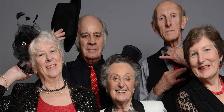 Off Their Rockers. Image shows from L to R: Rosie Bannister, Royston Mayoh, Sonia Elliman, Seb Craig, Rosemary Macvie. Copyright: CPL Productions. Off Their Rockers. Image shows from L to R: Rosie Bannister, Royston Mayoh, Sonia Elliman, Seb Craig, Rosemary Macvie. Copyright: CPL Productions.
