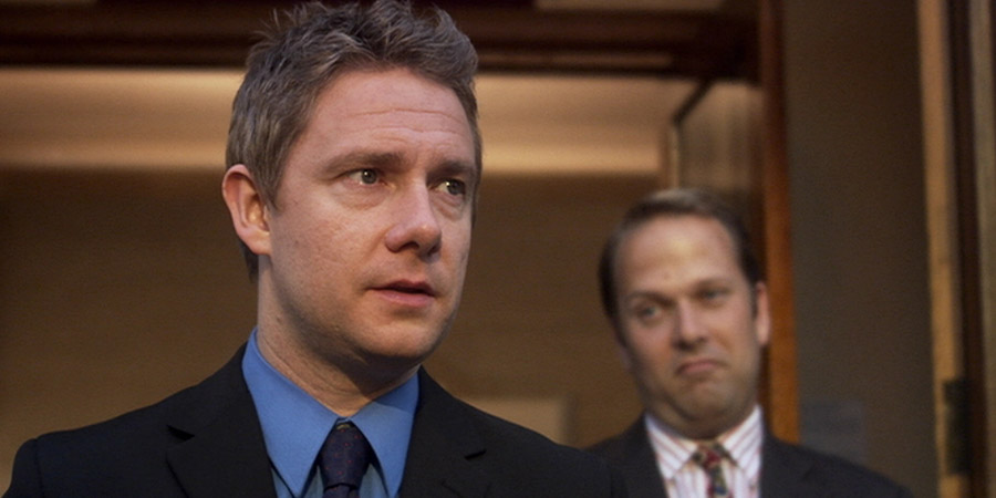 Other People. Image shows from L to R: Greg Wilson (Martin Freeman), Rick Parish (Nicholas Burns). Copyright: Company Pictures. Other People. Image shows from L to R: Greg Wilson (Martin Freeman), Rick Parish (Nicholas Burns). Copyright: Company Pictures.
