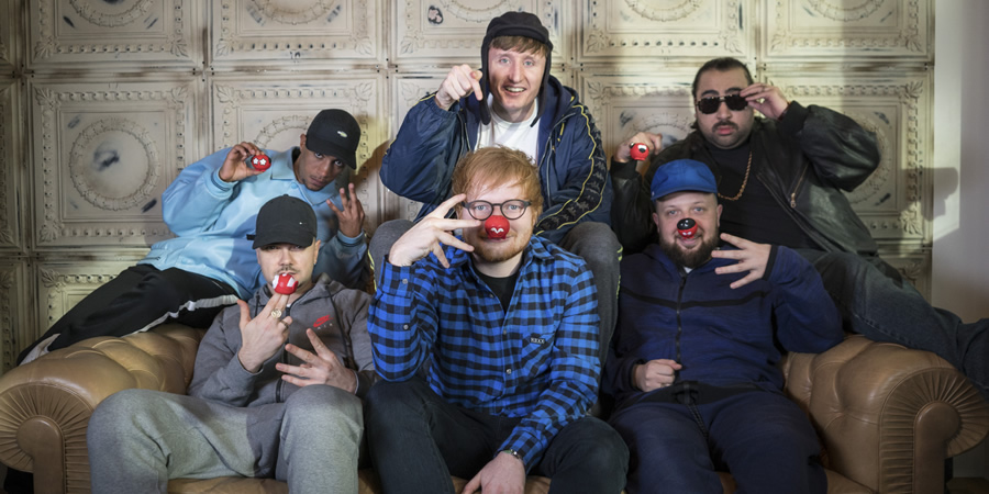 People Just Do Nothing. Image shows from L to R: Grindah (Allan Mustafa), Decoy (Daniel Sylvester Woolford), Ed Sheeran, Steves (Steve Stamp), Beats (Hugo Chegwin), Chabuddy G (Asim Chaudhry). Copyright: Roughcut Television. People Just Do Nothing. Image shows from L to R: Grindah (Allan Mustafa), Decoy (Daniel Sylvester Woolford), Ed Sheeran, Steves (Steve Stamp), Beats (Hugo Chegwin), Chabuddy G (Asim Chaudhry). Copyright: Roughcut Television.