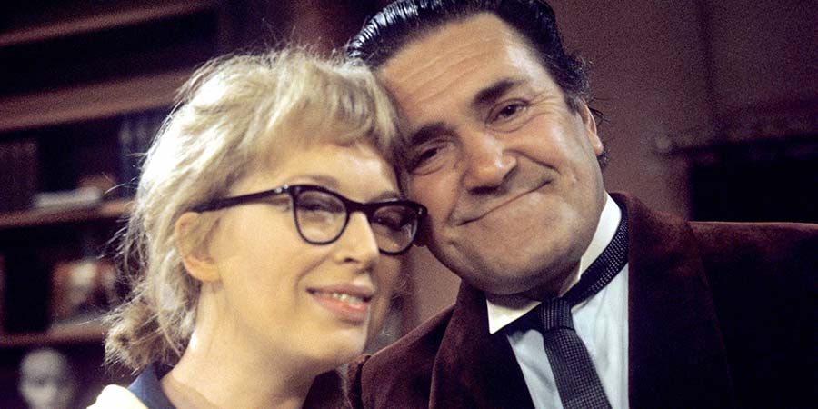 Porterhouse - Private Eye. Image shows from L to R: Daffodil (June Whitfield), Edwin Porterhouse (Peter Butterworth). Copyright: Associated Television. Porterhouse - Private Eye. Image shows from L to R: Daffodil (June Whitfield), Edwin Porterhouse (Peter Butterworth). Copyright: Associated Television.