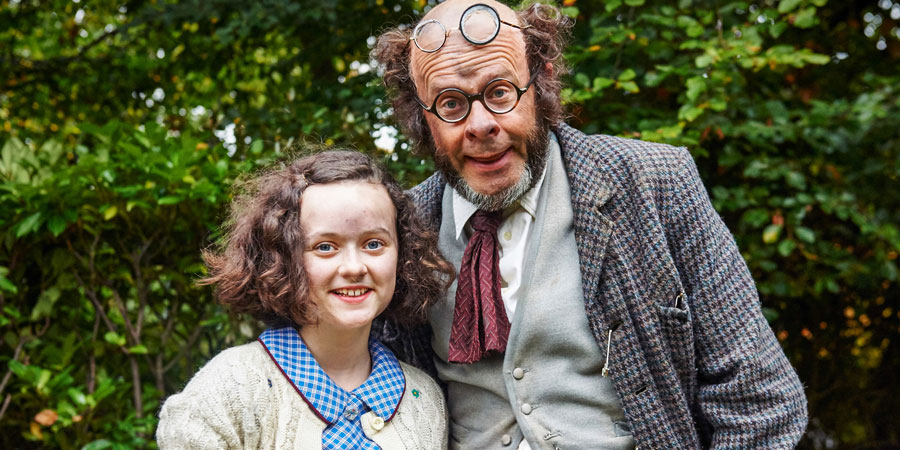 Professor Branestawm. Image shows from L to R: Connie (Madeline Holliday), Professor Branestawm (Harry Hill). Copyright: BBC. Professor Branestawm. Image shows from L to R: Connie (Madeline Holliday), Professor Branestawm (Harry Hill). Copyright: BBC.