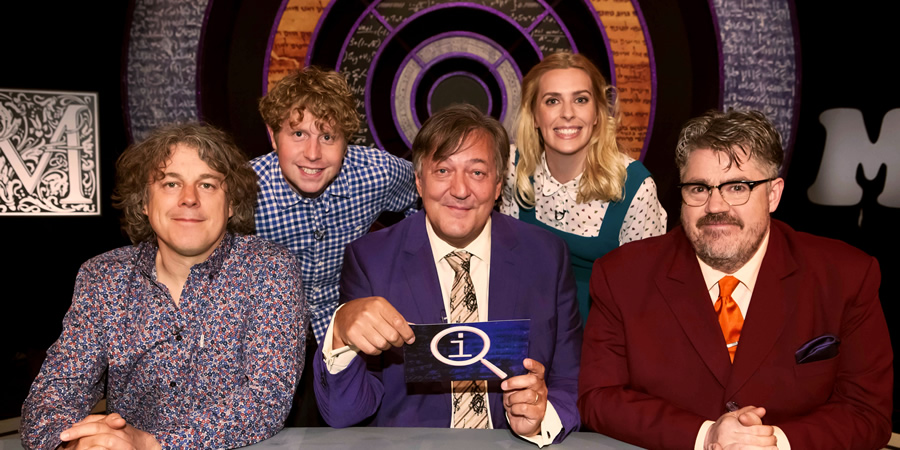 QI. Image shows from L to R: Alan Davies, Josh Widdicombe, Stephen Fry, Sara Pascoe, Phill Jupitus. Copyright: TalkbackThames. QI. Image shows from L to R: Alan Davies, Josh Widdicombe, Stephen Fry, Sara Pascoe, Phill Jupitus. Copyright: TalkbackThames.