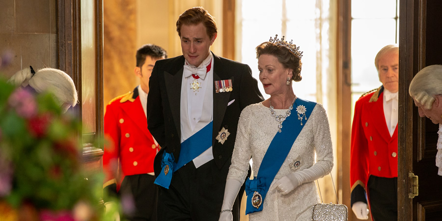The Queen And I. Image shows from L to R: Prince of Wales (Oliver Chris), The Queen (Samantha Bond). Copyright: King Bert Productions. The Queen And I. Image shows from L to R: Prince of Wales (Oliver Chris), The Queen (Samantha Bond). Copyright: King Bert Productions.