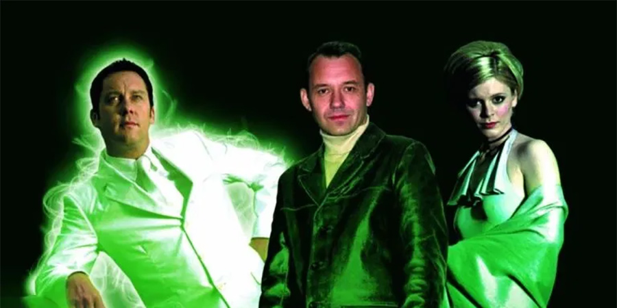 Randall & Hopkirk (Deceased). Image shows from L to R: Marty Hopkirk (Vic Reeves), Jeff Randall (Bob Mortimer), Jeannie Hurst (Emilia Fox). Copyright: Working Title Films. Randall & Hopkirk (Deceased). Image shows from L to R: Marty Hopkirk (Vic Reeves), Jeff Randall (Bob Mortimer), Jeannie Hurst (Emilia Fox). Copyright: Working Title Films.