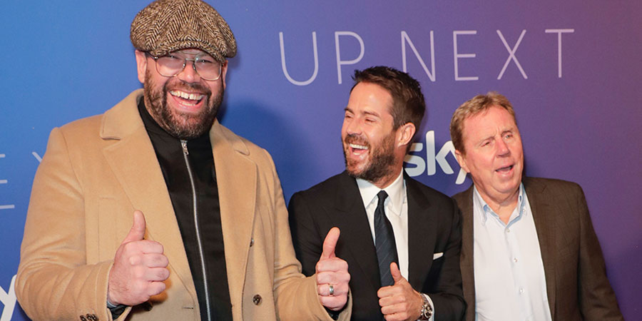 Sky TV, Up Next Event, Wednesday 12 February, Tate Modern. Image shows from L to R: Tom Davis, Jamie Redknapp, Harry Redknapp. Copyright: Sky. Sky TV, Up Next Event, Wednesday 12 February, Tate Modern. Image shows from L to R: Tom Davis, Jamie Redknapp, Harry Redknapp. Copyright: Sky.