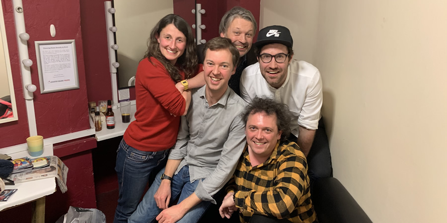 Richard Herring's Leicester Square Theatre Podcast. Image shows from L to R: Anna Ptaszynski, Andrew Hunter Murray, Richard Herring, Dan Schreiber, James Harkin. Richard Herring's Leicester Square Theatre Podcast. Image shows from L to R: Anna Ptaszynski, Andrew Hunter Murray, Richard Herring, Dan Schreiber, James Harkin.