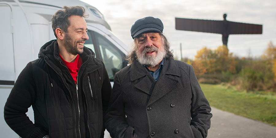 Ricky & Ralf's Very Northern Road Trip. Image shows from L to R: Ralf Little, Ricky Tomlinson. Copyright: North One Television. Ricky & Ralf's Very Northern Road Trip. Image shows from L to R: Ralf Little, Ricky Tomlinson. Copyright: North One Television.