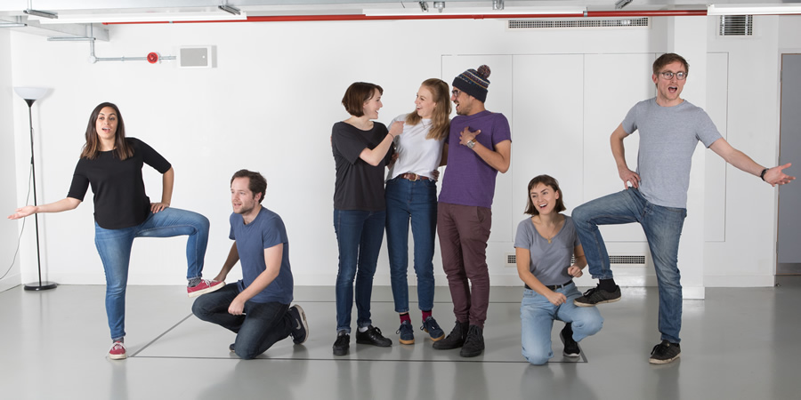 Ricky Whittington rehearsals. Image shows from L to R: Emily Lloyd Saini, David Elms, Charlotte Ritchie, Ellie White, Omar Ibrahim, Rosa Robson, Rob Carter. Copyright: Claire Haigh. Ricky Whittington rehearsals. Image shows from L to R: Emily Lloyd Saini, David Elms, Charlotte Ritchie, Ellie White, Omar Ibrahim, Rosa Robson, Rob Carter. Copyright: Claire Haigh.