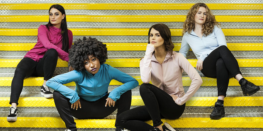 Riot Girls. Image shows from L to R: Jen Wakefield, Sophie Duker, Cam Spence, Grace Campbell. Copyright: Brown Eyed Boy. Riot Girls. Image shows from L to R: Jen Wakefield, Sophie Duker, Cam Spence, Grace Campbell. Copyright: Brown Eyed Boy.