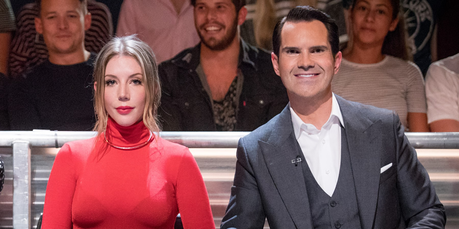 Roast Battle. Image shows from L to R: Katherine Ryan, Jimmy Carr. Roast Battle. Image shows from L to R: Katherine Ryan, Jimmy Carr.