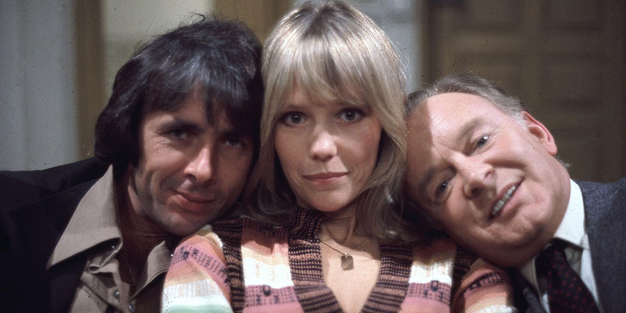 Robin's Nest. Image shows from L to R: Robin Tripp (Richard O'Sullivan), Vicky (Tessa Wyatt), James Nicholls (Tony Britton). Copyright: Thames Television. Robin's Nest. Image shows from L to R: Robin Tripp (Richard O'Sullivan), Vicky (Tessa Wyatt), James Nicholls (Tony Britton). Copyright: Thames Television.