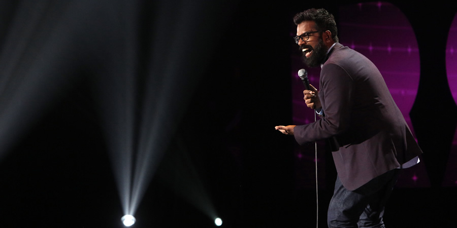 Romesh Ranganathan: Irrational Live. Romesh Ranganathan. Copyright: Open Mike Productions / Andy Hollingworth. Romesh Ranganathan: Irrational Live. Romesh Ranganathan. Copyright: Open Mike Productions / Andy Hollingworth.