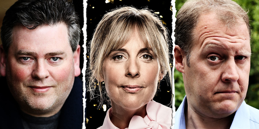 Rum Bunch. Image shows from L to R: Dave Mounfield, Mel Giedroyc, Justin Edwards. Copyright: Top Dog Productions. Rum Bunch. Image shows from L to R: Dave Mounfield, Mel Giedroyc, Justin Edwards. Copyright: Top Dog Productions.