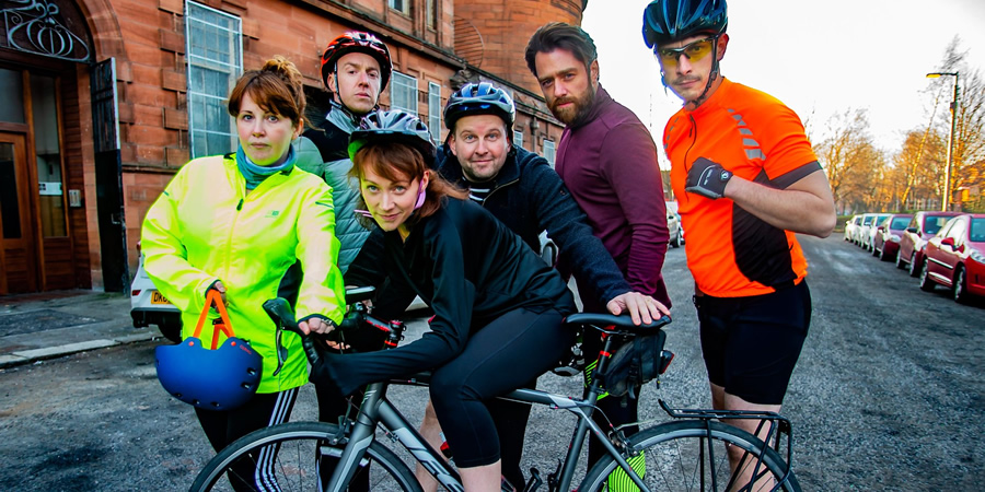 Saddled. Image shows from L to R: Sue (Sally Reid), Francis (Robin Laing), Dawn (Lucianne McEvoy), Mark (Greg McHugh), Jack (Richard Rankin), Brennan (Richard Gadd). Saddled. Image shows from L to R: Sue (Sally Reid), Francis (Robin Laing), Dawn (Lucianne McEvoy), Mark (Greg McHugh), Jack (Richard Rankin), Brennan (Richard Gadd).