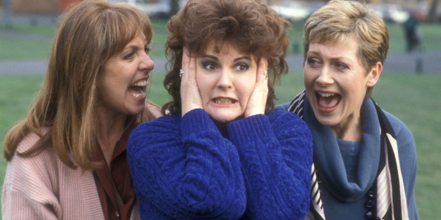Screaming. Image shows from L to R: Penelope Wilton, Gwen Taylor, Jill Baker. Copyright: BBC. Screaming. Image shows from L to R: Penelope Wilton, Gwen Taylor, Jill Baker. Copyright: BBC.