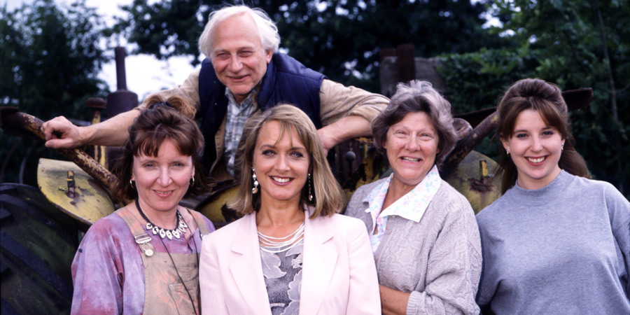 Sitting Pretty. Image shows from L to R: Sylvie (Heather Tobias), George (John Cater), Annie Briggs (Diane Bull), Kitty (Vilma Hollingbery), Tiffany (Alison Lomas). Copyright: BBC. Sitting Pretty. Image shows from L to R: Sylvie (Heather Tobias), George (John Cater), Annie Briggs (Diane Bull), Kitty (Vilma Hollingbery), Tiffany (Alison Lomas). Copyright: BBC.