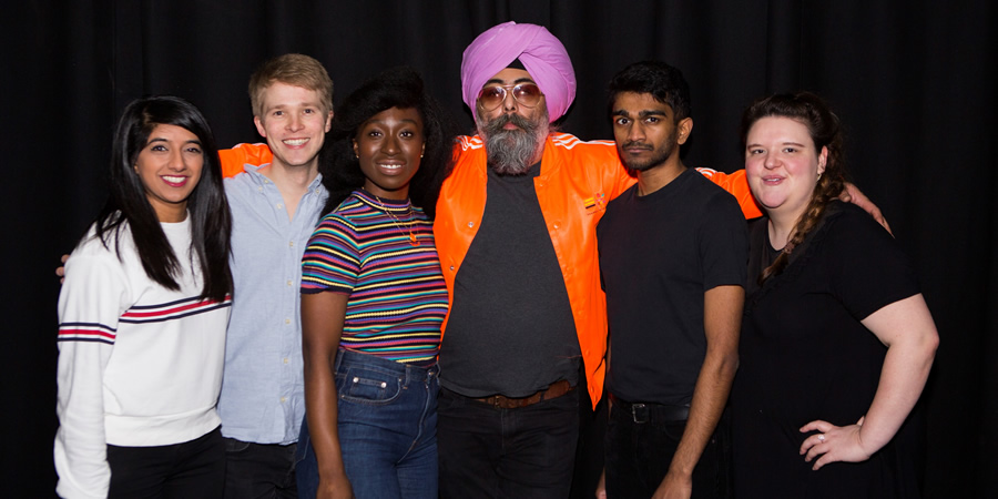 Sketchtopia. Image shows from L to R: Nimisha Odedra, Luke Manning, Vivienne Acheampong, Hardeep Singh Kohli, Paul G Raymond, Jamie-Rose Monk. Sketchtopia. Image shows from L to R: Nimisha Odedra, Luke Manning, Vivienne Acheampong, Hardeep Singh Kohli, Paul G Raymond, Jamie-Rose Monk.