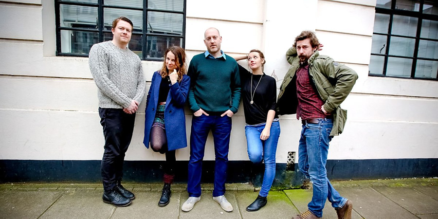 Small Scenes. Image shows from L to R: Daniel Rigby, Cariad Lloyd, Henry Paker, Jessica Ransom, Mike Wozniak. Copyright: BBC. Small Scenes. Image shows from L to R: Daniel Rigby, Cariad Lloyd, Henry Paker, Jessica Ransom, Mike Wozniak. Copyright: BBC.