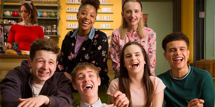 So Awkward. Image shows from L to R: Sid (Raif Clarke), Ollie Coulton (Archie Lyndhurst), Jas Salford (Ameerah Falzon-Ojo), Lily Hampton (Cleo Demetriou), Martha Fitzgerald (Sophia Dall'Aglio), Rob Edwards (Samuel Small). Copyright: Channel X North. So Awkward. Image shows from L to R: Sid (Raif Clarke), Ollie Coulton (Archie Lyndhurst), Jas Salford (Ameerah Falzon-Ojo), Lily Hampton (Cleo Demetriou), Martha Fitzgerald (Sophia Dall'Aglio), Rob Edwards (Samuel Small). Copyright: Channel X North.