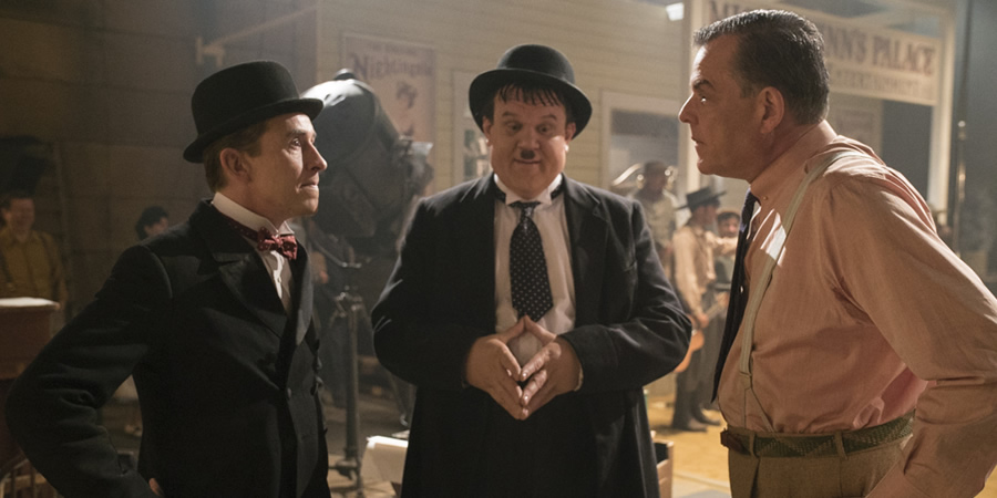 Stan & Ollie. Image shows from L to R: Stan Laurel (Steve Coogan), Oliver Hardy (John C. Reilly), Hal Roach (Danny Huston). Stan & Ollie. Image shows from L to R: Stan Laurel (Steve Coogan), Oliver Hardy (John C. Reilly), Hal Roach (Danny Huston).