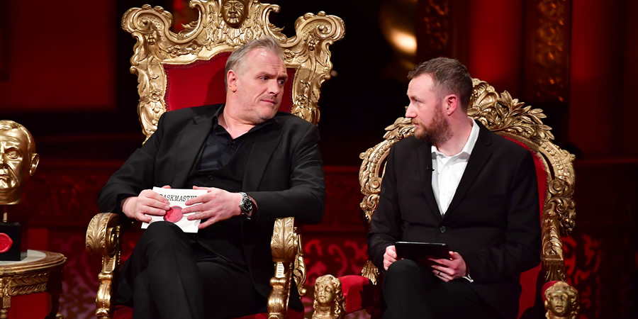 Taskmaster. Image shows from L to R: Greg Davies, Alex Horne. Copyright: Avalon Television. Taskmaster. Image shows from L to R: Greg Davies, Alex Horne. Copyright: Avalon Television.