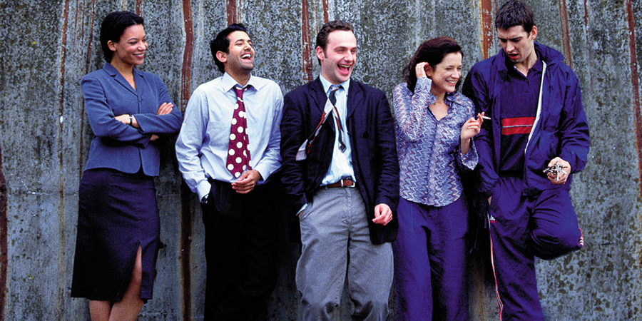 Teachers. Image shows from L to R: Jenny Page (Nina Sosanya), Kurt McKenna (Navin Chowdhry), Simon Casey (Andrew Lincoln), Susan Gately (Raquel Cassidy), Brian Steadman (Adrian Bower). Copyright: Tiger Aspect Productions. Teachers. Image shows from L to R: Jenny Page (Nina Sosanya), Kurt McKenna (Navin Chowdhry), Simon Casey (Andrew Lincoln), Susan Gately (Raquel Cassidy), Brian Steadman (Adrian Bower). Copyright: Tiger Aspect Productions.