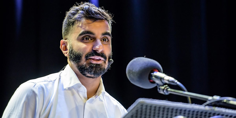 TEZ Talks. Tez Ilyas. Copyright: BBC. TEZ Talks. Tez Ilyas. Copyright: BBC.