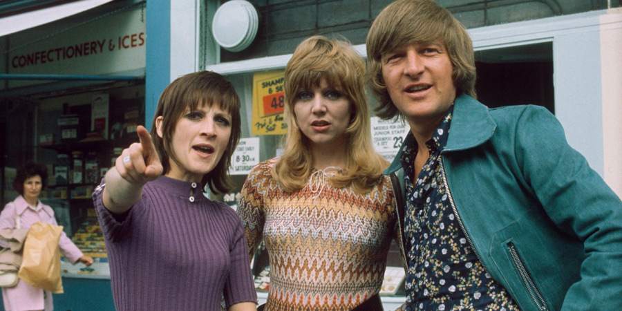 The Fenn Street Gang. Image shows from L to R: Maureen Bullock (Liz Gebhardt), Sharon Eversleigh / Duffy (Carol Hawkins), Eric Duffy (Peter Cleall). Copyright: London Weekend Television. The Fenn Street Gang. Image shows from L to R: Maureen Bullock (Liz Gebhardt), Sharon Eversleigh / Duffy (Carol Hawkins), Eric Duffy (Peter Cleall). Copyright: London Weekend Television.