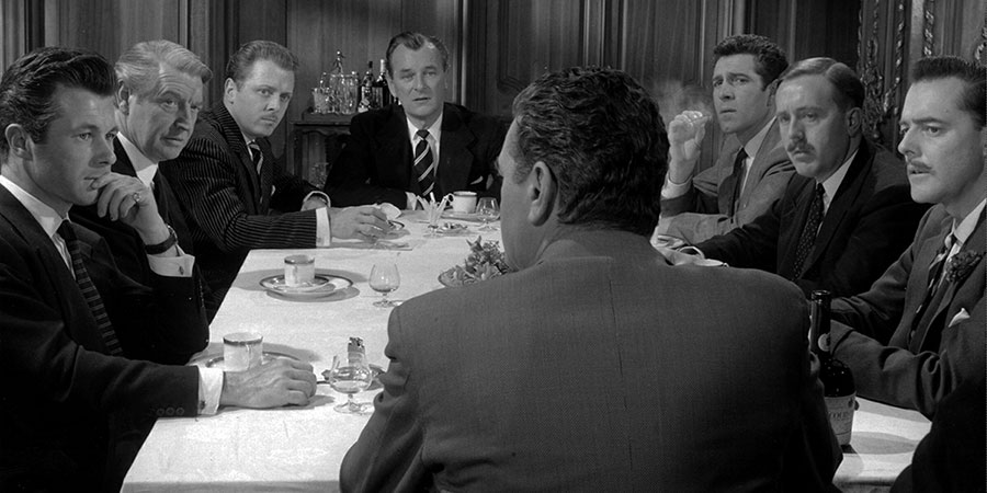 The League Of Gentlemen. Image shows from L to R: Captain Porthill (Bryan Forbes), 'Padre' Mycroft (Roger Livesey), Lieutenant Edward Lexy (Richard Attenborough), Major Peter Graham Race (Nigel Patrick), John George Norman Hyde (Jack Hawkins), Friend Stevens (Kieron Moore), Captain Weaver (Norman Bird), Major Rupert Smith (Terence Alexander). Copyright: Rank Organisation. The League Of Gentlemen. Image shows from L to R: Captain Porthill (Bryan Forbes), 'Padre' Mycroft (Roger Livesey), Lieutenant Edward Lexy (Richard Attenborough), Major Peter Graham Race (Nigel Patrick), John George Norman Hyde (Jack Hawkins), Friend Stevens (Kieron Moore), Captain Weaver (Norman Bird), Major Rupert Smith (Terence Alexander). Copyright: Rank Organisation.