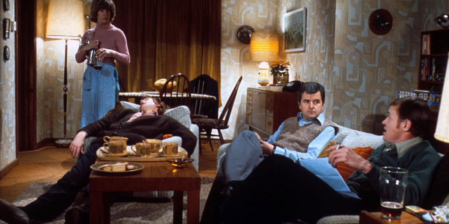 The Likely Lads. Image shows from L to R: Audrey (Sheila Fearn), Ernie (Ronald Lacey), Bob Ferris (Rodney Bewes), Terry Collier (James Bolam). Copyright: Studio Canal. The Likely Lads. Image shows from L to R: Audrey (Sheila Fearn), Ernie (Ronald Lacey), Bob Ferris (Rodney Bewes), Terry Collier (James Bolam). Copyright: Studio Canal.
